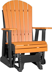 LuxCraft LuxCraft Adirondack Recycled Plastic 2 Foot Glider Chair With Cup Holder Tangerine on Black Glider Chair 2APGTB