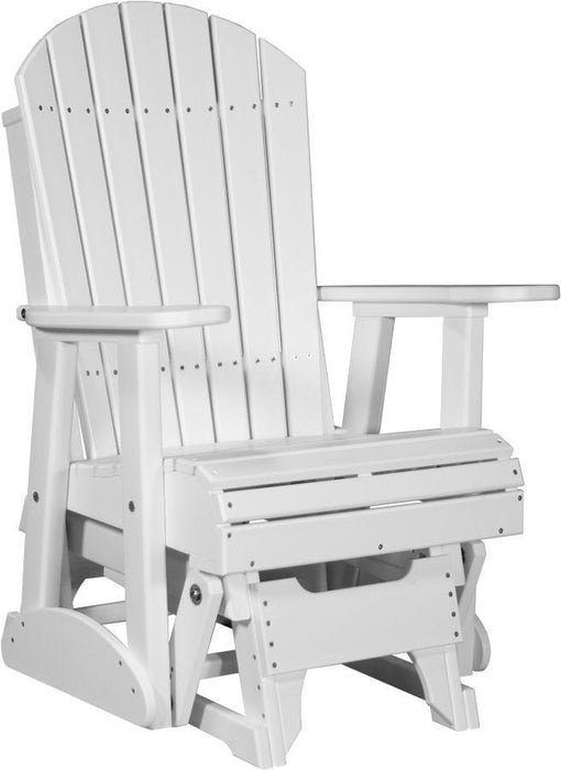 LuxCraft LuxCraft Adirondack Recycled Plastic 2 Foot Glider Chair With Cup Holder White Glider Chair 2APGW