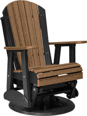 LuxCraft Adirondack swivel glider in antique mahogany on black