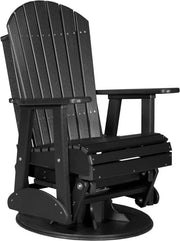 LuxCraft Adirondack swivel glider chair in black recycled poly