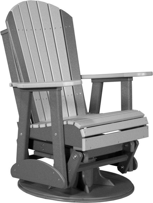 LuxCraft Luxcraft Adirondack Recycled Plastic Swivel Glider Chair Dove Gray on Slate Glider Chair 2ARSDGOS
