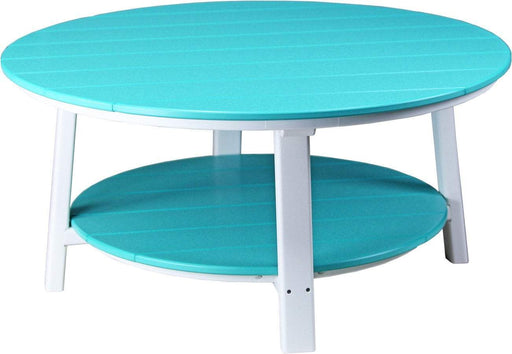 LuxCraft LuxCraft Aruba Blue Recycled Plastic Deluxe Conversation Table Aruba Blue on White Conversation Table PDCTABW