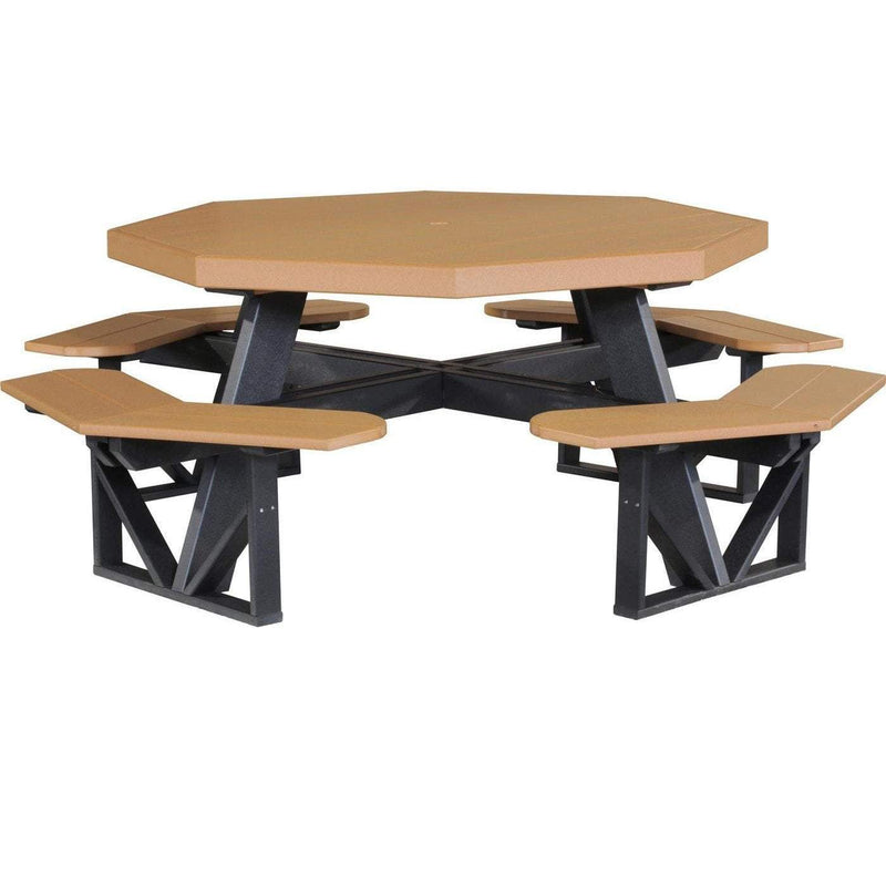 LuxCraft LuxCraft Cedar Recycled Plastic Octagon Picnic Table Cedar On Black Tables POPTCB