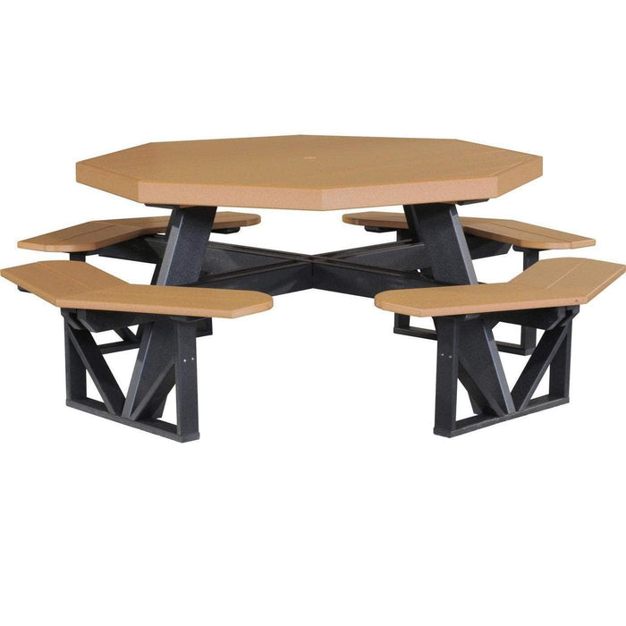LuxCraft LuxCraft Cedar Recycled Plastic Octagon Picnic Table Cedar On Black Tables POPTCB