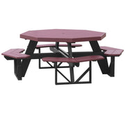 LuxCraft LuxCraft Cherry wood Recycled Plastic Octagon Picnic Table With Cup Holder Cherry wood On Black Tables POPTCWB