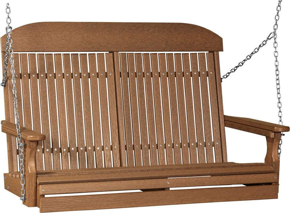 LuxCraft LuxCraft Classic Highback 4ft. Recycled Plastic Porch Swing Antique Mahogany Poly Porch Swing 4CPSAM