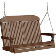LuxCraft Classic Highback 4ft. porch swing in chestnut brown