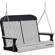 LuxCraft LuxCraft Classic Highback 4ft. Recycled Plastic Porch Swing Dove Gray On Black Poly Porch Swing 4CPSDGB