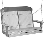 LuxCraft LuxCraft Classic Highback 4ft. Recycled Plastic Porch Swing Dove Gray on Slate Poly Porch Swing 4CPSDGS