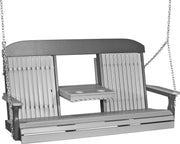 LuxCraft LuxCraft Classic Highback 5ft. Recycled Plastic Porch Swing Dove Gray on Slate / Classic Porch Swing 5CPSDGS