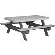 LuxCraft LuxCraft Dove Gray Recycled Plastic 6' Rectangular Picnic Table With Cup Holder Dove Gray On Slate Tables P6RPTDGS