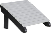 LuxCraft LuxCraft Dove Gray Recycled Plastic Deluxe Adirondack Footrest With Cup Holder Dove Gray On Black Adirondack Deck Chair PDAFDGB