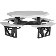 LuxCraft LuxCraft Dove Gray Recycled Plastic Octagon Picnic Table With Cup Holder Dove Gray On Black Tables POPTDGB