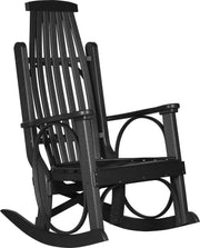 LuxCraft LuxCraft Grandpa's Recycled Plastic Rocking Chair (2 Chairs) With Cup Holder Black Rocking Chair PGRBK