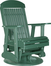 LuxCraft LuxCraft Green 2 foot Classic Highback Recycled Plastic Swivel Glider Chair Green Glider Chair 2SCPGG
