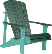 LuxCraft LuxCraft Green Deluxe Recycled Plastic Adirondack Chair With Cup Holder Green on Aruba Blue Adirondack Deck Chair PDACGAB-CH