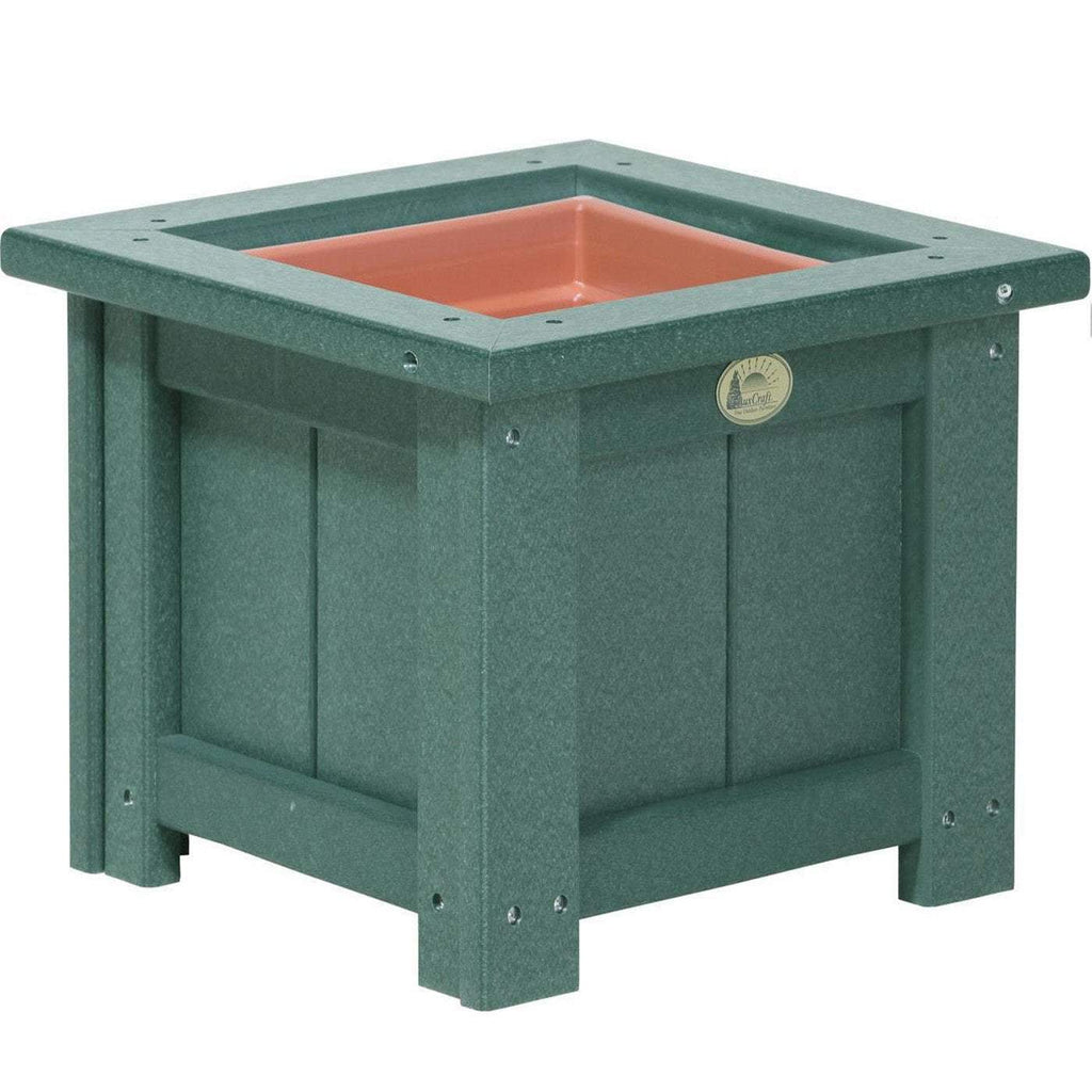 plastic square planter boxes LuxCraft Green Recycled Plastic Square Planter With Cup Holder | LuxCraft | P15SPG | Planter Box