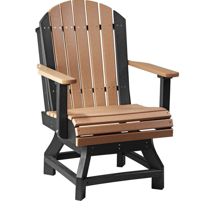 LuxCraft LuxCraft Recycled Plastic Adirondack Swivel Chair Cedar On Black / Bar Chair Adirondack Chair PASCBCB
