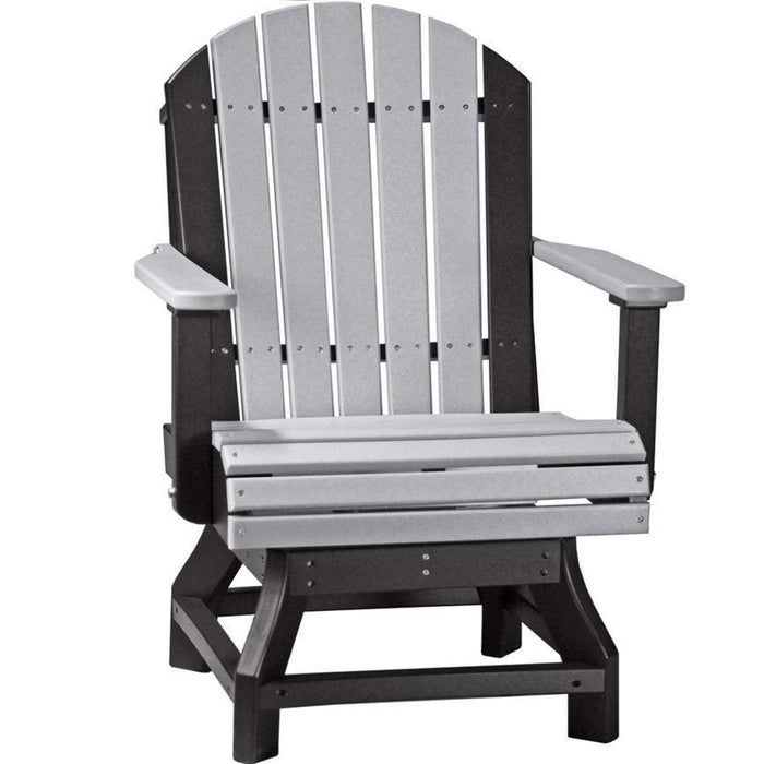 LuxCraft LuxCraft Recycled Plastic Adirondack Swivel Chair Dove Gray On Black / Bar Chair Adirondack Chair PASCBDGB