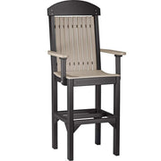 LuxCraft LuxCraft Recycled Plastic Captain Chair With Cup Holder Weatherwood On Black / Bar Chair Chair PCCBWWB