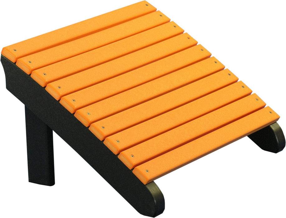 LuxCraft LuxCraft Recycled Plastic Deluxe Adirondack Footrest Tangerine On Black Adirondack Deck Chair PDAFTB