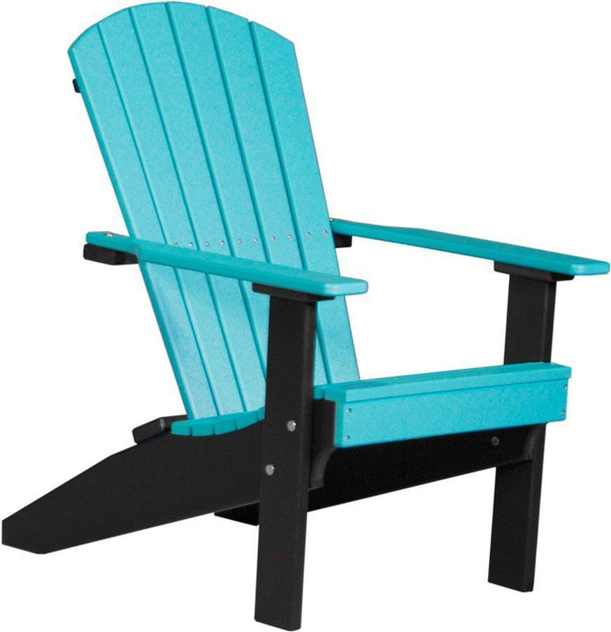 LuxCraft LuxCraft Recycled Plastic Lakeside Adirondack Chair Aruba Blue on Black Adirondack Deck Chair LACABB