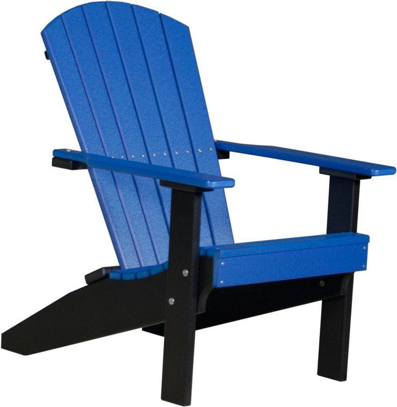 LuxCraft LuxCraft Recycled Plastic Lakeside Adirondack Chair Blue on Black Adirondack Deck Chair LACBB