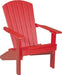 LuxCraft LuxCraft Recycled Plastic Lakeside Adirondack Chair With Cup Holder Red Adirondack Deck Chair LACR