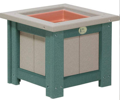 LuxCraft LuxCraft Recycled Plastic Square Planter Weatherwood On Green / 15" Planter Box P155PWWG