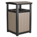 LuxCraft LuxCraft Recycled Plastic Trash Can With Cup Holder Weatherwood On Black Accessories PTCWWB