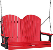 LuxCraft LuxCraft Red Adirondack 4ft. Recycled Plastic Porch Swing With Cup Holder Red on Black / Adirondack Porch Swing Porch Swing 4APSRB