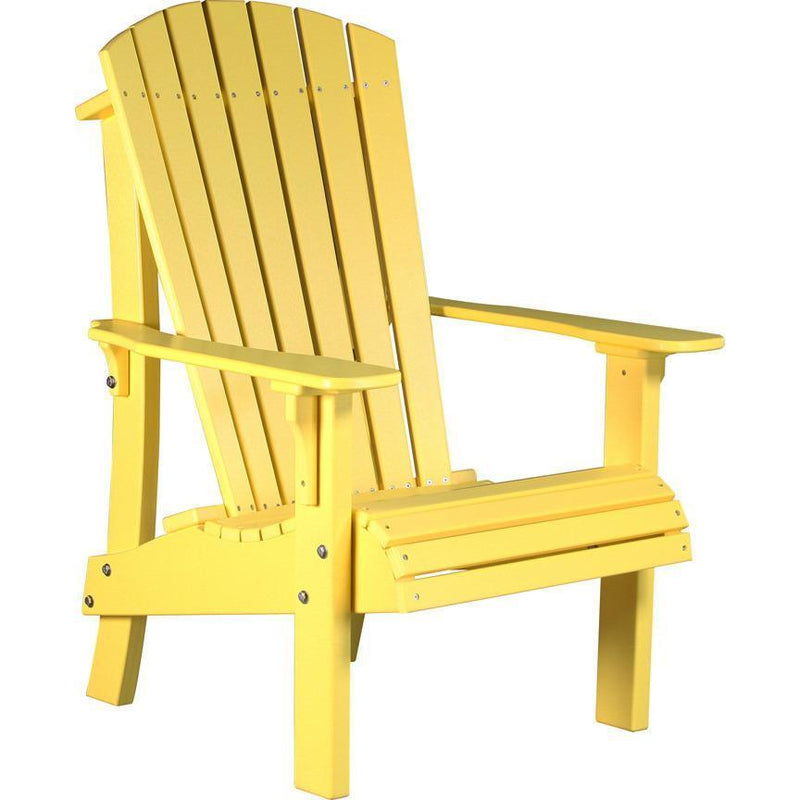 LuxCraft LuxCraft Royal Recycled Plastic Adirondack Chair With Cup Holder Yellow Adirondack Deck Chair RACY