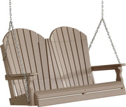 LuxCraft LuxCraft Weatherwood Adirondack 4ft. Recycled Plastic Porch Swing With Cup Holder Weatherwood / Adirondack Porch Swing Porch Swing 4APSWW