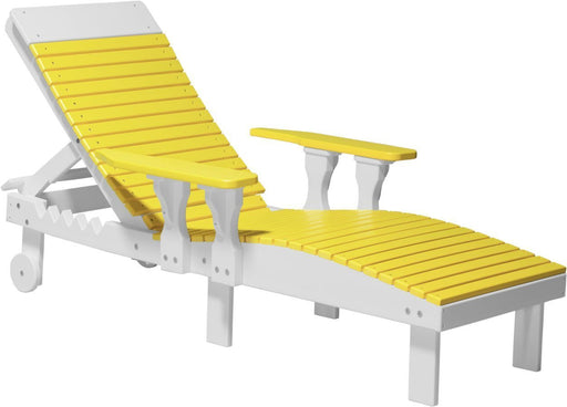LuxCraft LuxCraft Yellow Recycled Plastic Lounge Chair Yellow on White Adirondack Deck Chair PLCYW