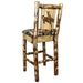 Montana Woodworks Glacier Country Barstool Back Woodland Upholstery w/ Laser Engraved Design Stained & Lacquered Stained & Lacquered / Bronc Dining, Kitchen, Game Room, Bar MWGCBSWNRWOODLZBRONC 661890464428