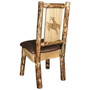 Montana Woodworks Glacier Country Side Chair - Saddle Upholstery w/ Laser Engraved Design Stained & Lacquered / Bronc Dining, Kitchen, Home Office MWGCKSCNSADDLZBRONC 661890426754