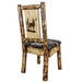 Montana Woodworks Glacier Country Side Chair - Woodland Upholstery w/ Laser Engraved Design Stained & Lacquered / Elk Dining, Kitchen, Home Office MWGCKSCNWOODLZELK 661890467368