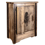 Montana Woodworks Homestead Accent Cabinet w/ Laser Engraved Design Left Hinged Stained & Lacquered / Pine Living Area, Entry, Study, Home Office MWHCACCCABLHSLLZPINE 661890461212