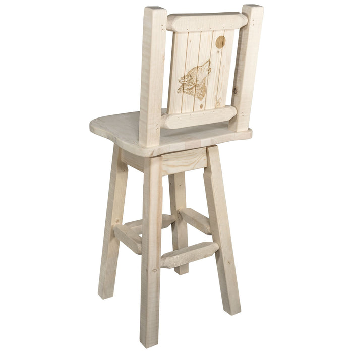 Montana Woodworks Homestead Barstool Back & Swivel w/ Laser Engraved Design Ready to Finish / Wolf Dining, Kitchen, Game Room, Bar MWHCBSWSNRLZWOLF 661890447230