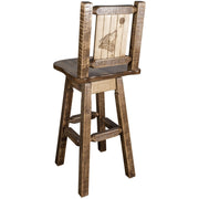 Montana Woodworks Homestead Barstool Back & Swivel w/ Laser Engraved Design Stained & Lacquered / Wolf Dining, Kitchen, Game Room, Bar MWHCBSWSNRSLLZWOLF 661890447254