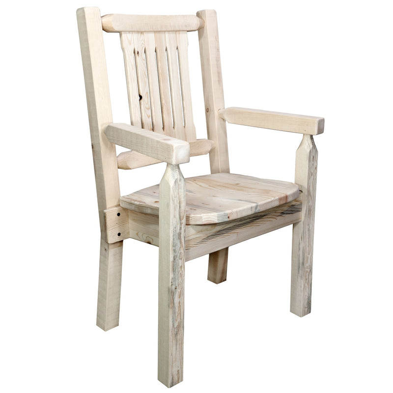 Montana Woodworks Homestead Captain's Chair w/ Ergonomic Wooden Seat Ready to Finish Dining, Kitchen, Home Office MWHCCASCN 661890415376