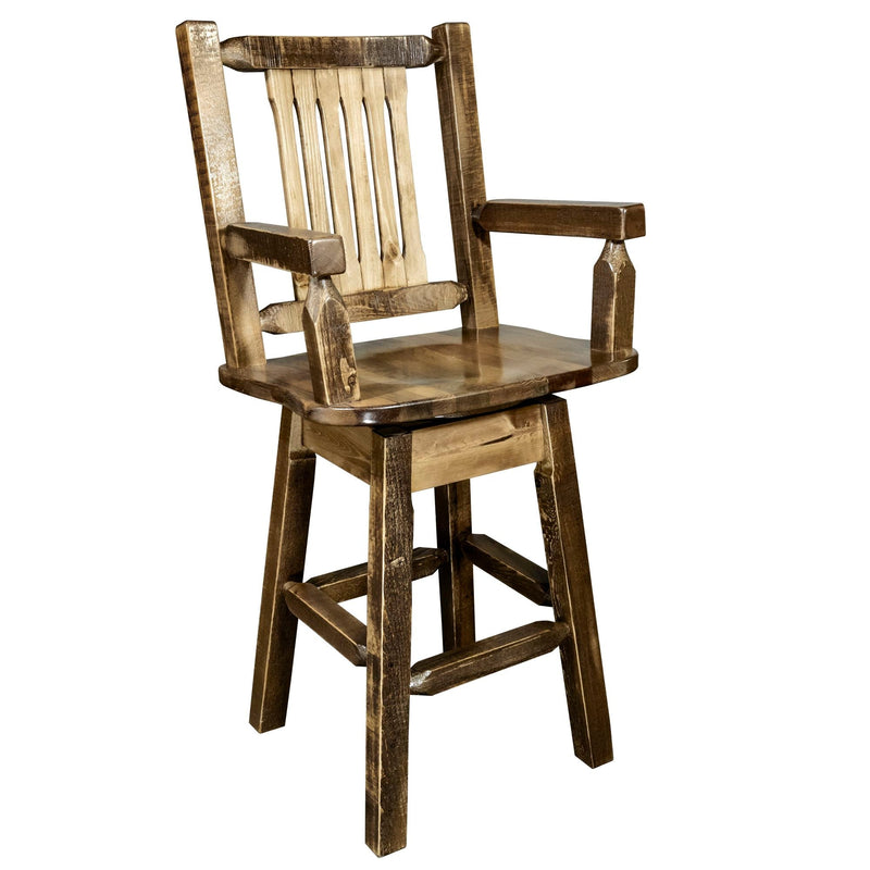 Montana Woodworks Homestead Counter Height Swivel Captain's Barstool Stained & Lacquered Dining, Kitchen, Game Room, Bar MWHCBSWSCASSL24 661890423234