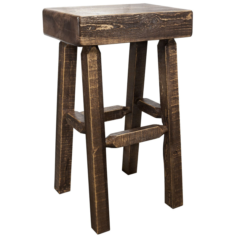 Montana Woodworks Homestead Half Log Barstool Stained & Lacquered Dining, Kitchen, Game Room MWHCBNHLSL 661890416236