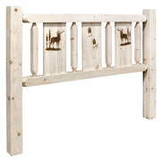 Montana Woodworks Homestead Headboard w/ Laser Engraved Design Clear Lacquer Finish Elk / Full Beds MWHCFHBVLZELK 661890429052