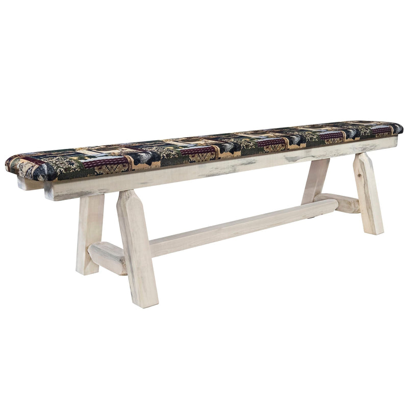 Montana Woodworks Homestead Plank Style Bench 6 Foot w/ Woodland Upholstery Ready to Finish Dining, Kitchen, Bedroom MWHCPSB6WOOD 661890469621