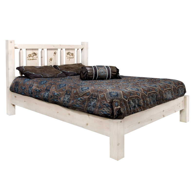 Montana Woodworks Homestead Platform Bed w/ Laser Engraved Design Ready to Finish Moose / King Beds MWHCPBKLZMOOSE 661890435220