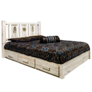 Montana Woodworks Homestead Platform Bed w/ Storage Laser Engraved Bear Design Clear Lacquer Finish Pine Tree / California King Beds MWHCSBPCAKVLZPINE 661890437453
