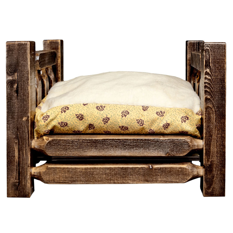 Montana Woodworks Homestead Small Pet Bed w/ 16x20 Mattress Stained & Lacquered Pet Goods MWHCRDGSSL 661890412412