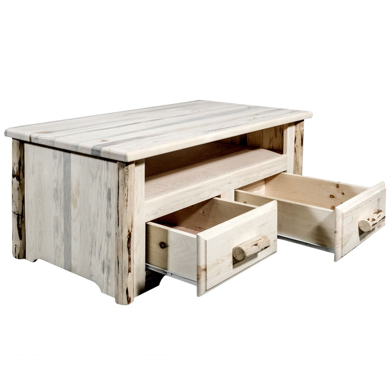 Montana Woodworks Homestead Two Drawer Sitting Chest/Entertainment Center Ready to Finish Dressers, Chests MWHCSCEC2D 661890425252