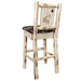 Montana Woodworks Montana Barstool Back Woodland Upholstery w/ Laser Engraved Design Ready to Finish Ready to Finish / Wolf Dining, Kitchen, Game Room, Bar MWBSWNRWOODLZWOLF 661890464640